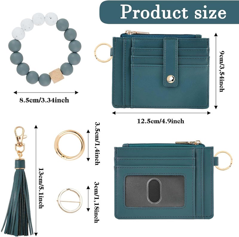 KNGITRYI Wallet Keychain Wristlet for Women,Slim RFID Credit Card Holder Purse Tassel Keychain Bangle Key Ring for Men Women - Image 2
